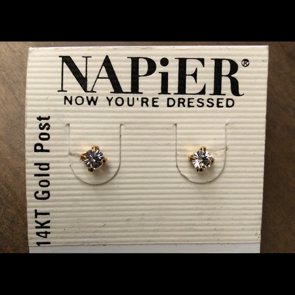 *Sold*Napier 14KT Gold Post Stud Earrings NWT - Picture 2 of 4